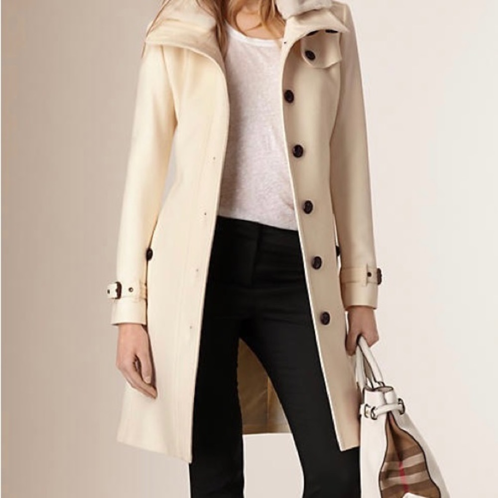 Cream Burberry pea coat